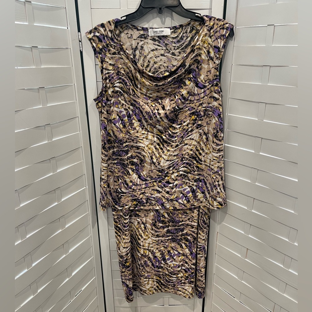 Jones Studio Separates Printed Multi-Colored Skirt & Top Set